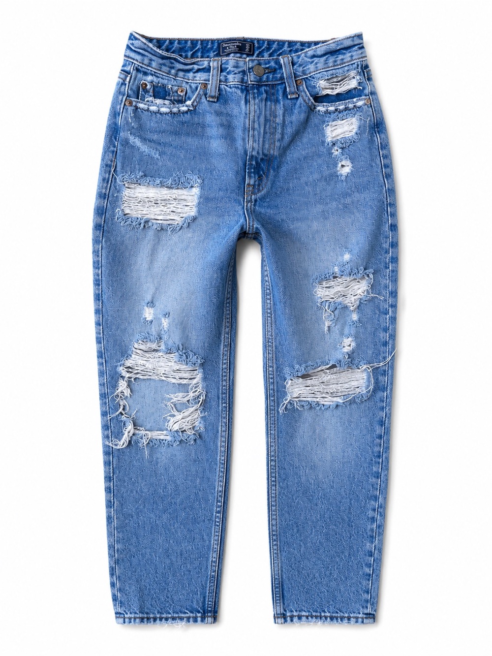 Abercrombie & Fitch Light Blue Distressed Straight Leg Jeans